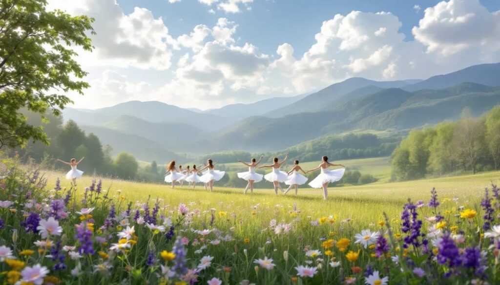 Influential ballet figures in a rehearsal setting, highlighting their contributions to dance.